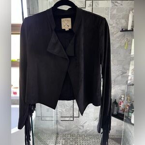 LA Hearts Black Fringe Jacket